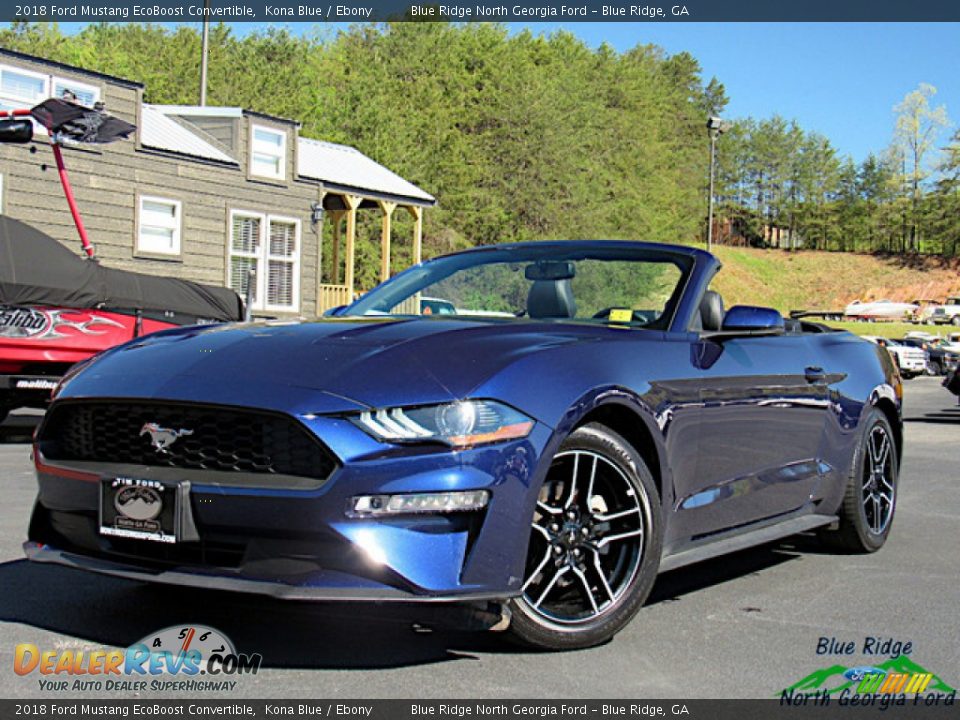 2018 Ford Mustang EcoBoost Convertible Kona Blue / Ebony Photo #1