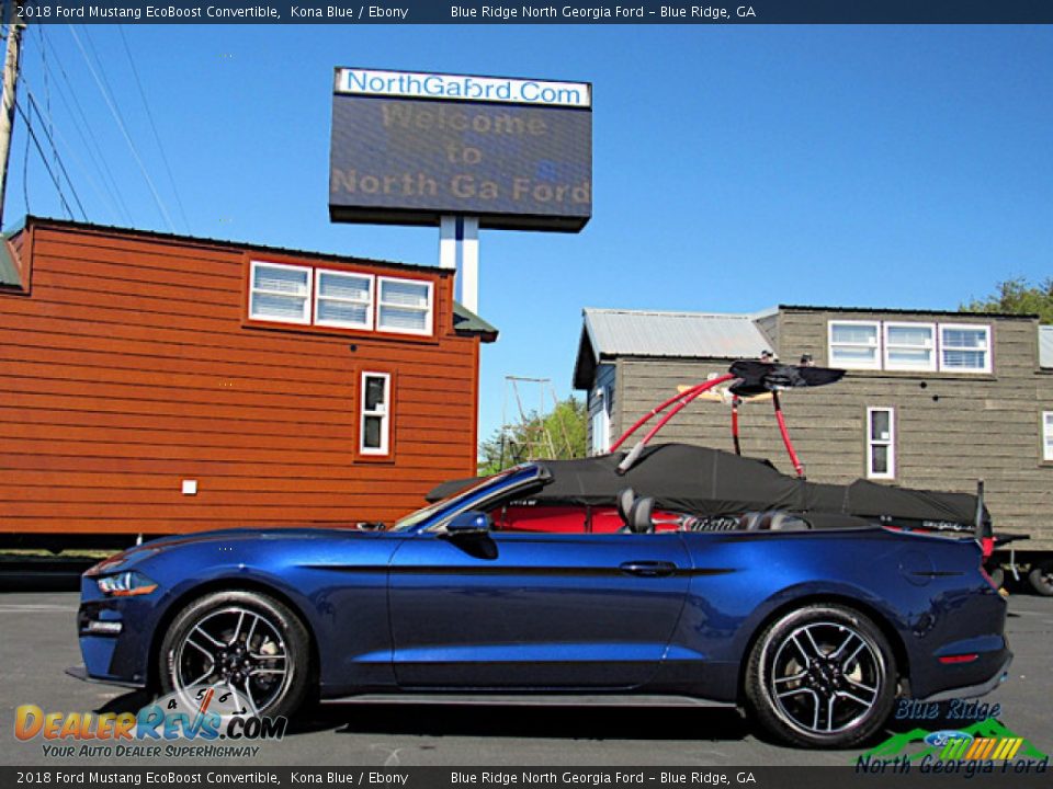 2018 Ford Mustang EcoBoost Convertible Kona Blue / Ebony Photo #2