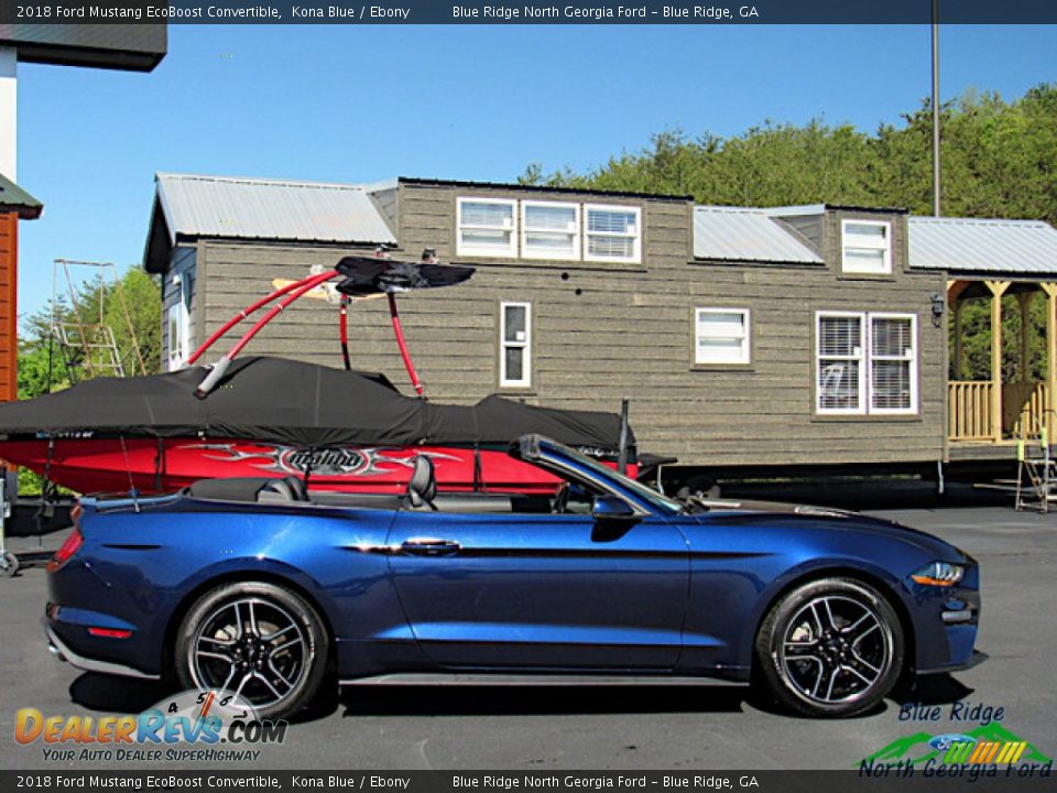 2018 Ford Mustang EcoBoost Convertible Kona Blue / Ebony Photo #6