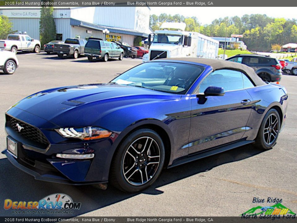 2018 Ford Mustang EcoBoost Convertible Kona Blue / Ebony Photo #9