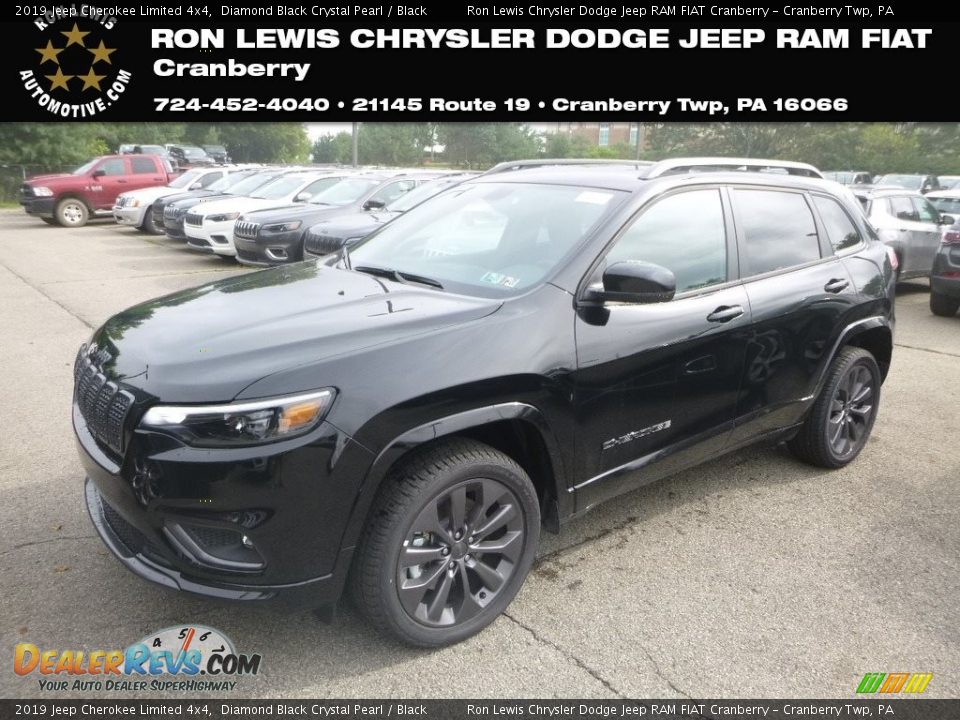 2019 Jeep Cherokee Limited 4x4 Diamond Black Crystal Pearl / Black Photo #1