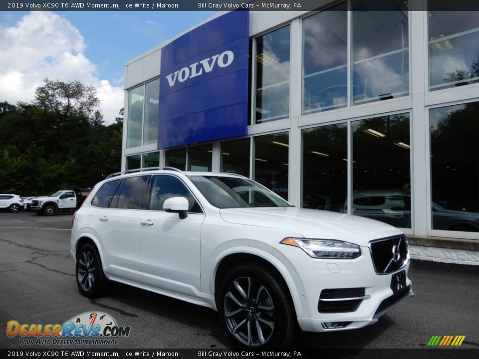 2019 Volvo XC90 T6 AWD Momentum Ice White / Maroon Photo #1