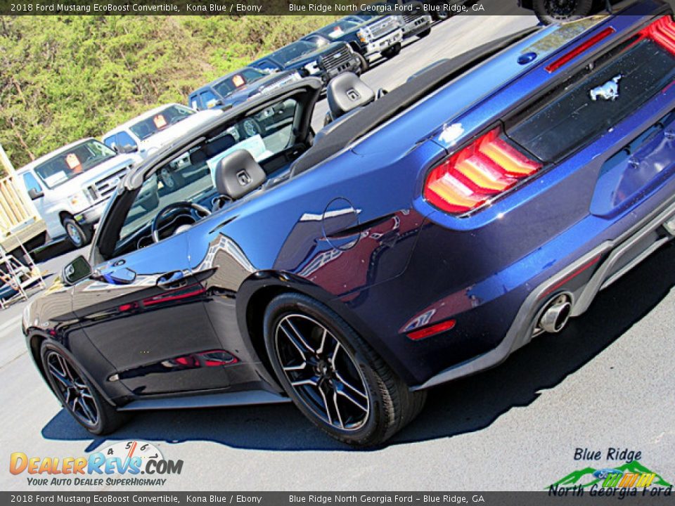 2018 Ford Mustang EcoBoost Convertible Kona Blue / Ebony Photo #34