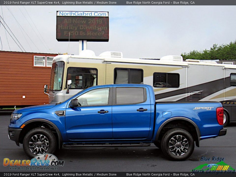 2019 Ford Ranger XLT SuperCrew 4x4 Lightning Blue Metallic / Medium Stone Photo #2