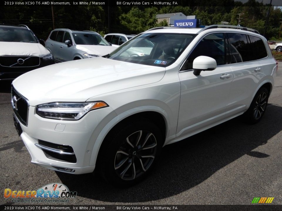 2019 Volvo XC90 T6 AWD Momentum Ice White / Maroon Photo #8