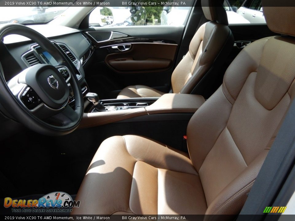 2019 Volvo XC90 T6 AWD Momentum Ice White / Maroon Photo #11