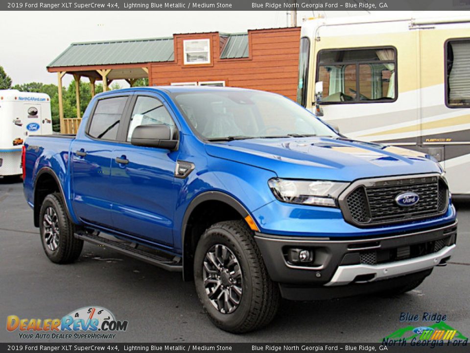 2019 Ford Ranger XLT SuperCrew 4x4 Lightning Blue Metallic / Medium Stone Photo #7