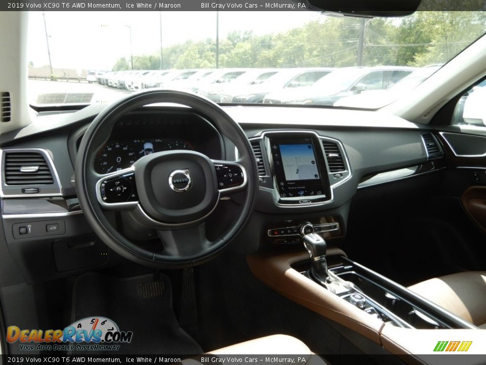 2019 Volvo XC90 T6 AWD Momentum Ice White / Maroon Photo #14
