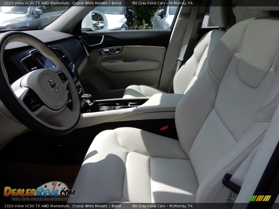 2020 Volvo XC90 T6 AWD Momentum Crystal White Metallic / Blond Photo #7