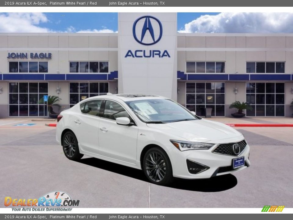 2019 Acura ILX A-Spec Platinum White Pearl / Red Photo #1