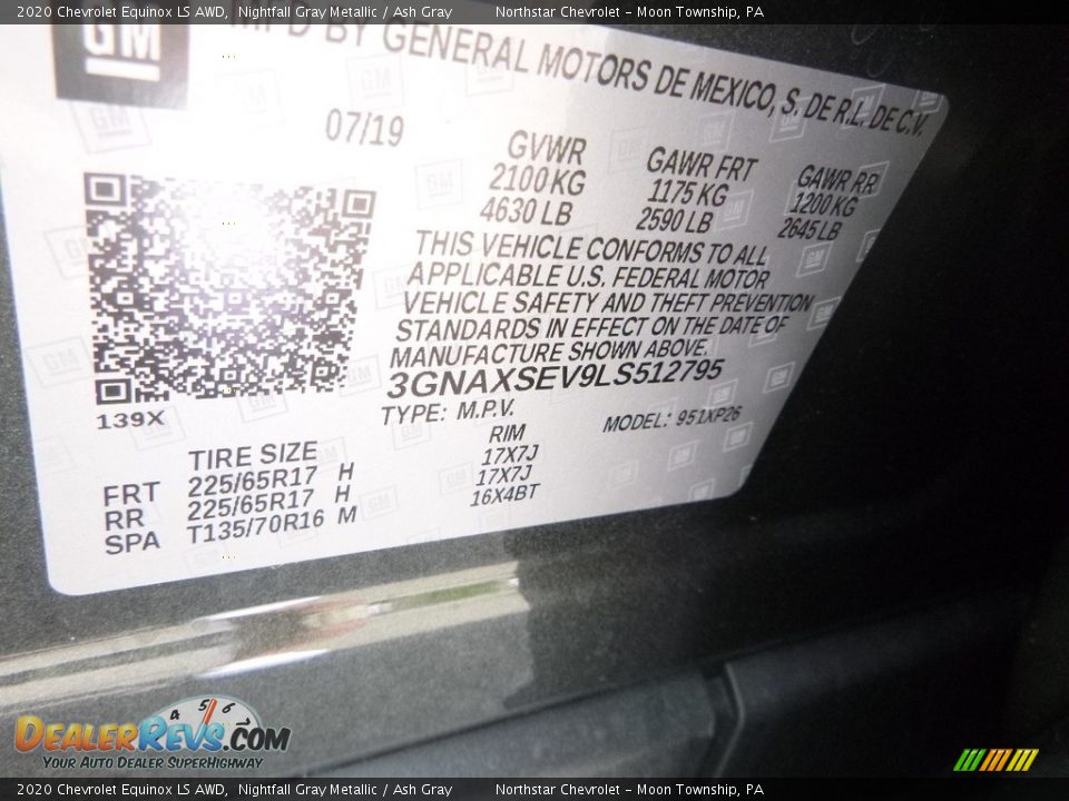 2020 Chevrolet Equinox LS AWD Nightfall Gray Metallic / Ash Gray Photo #15