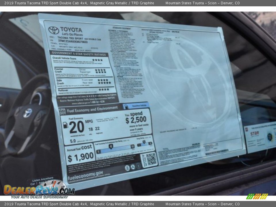 2019 Toyota Tacoma TRD Sport Double Cab 4x4 Magnetic Gray Metallic / TRD Graphite Photo #10