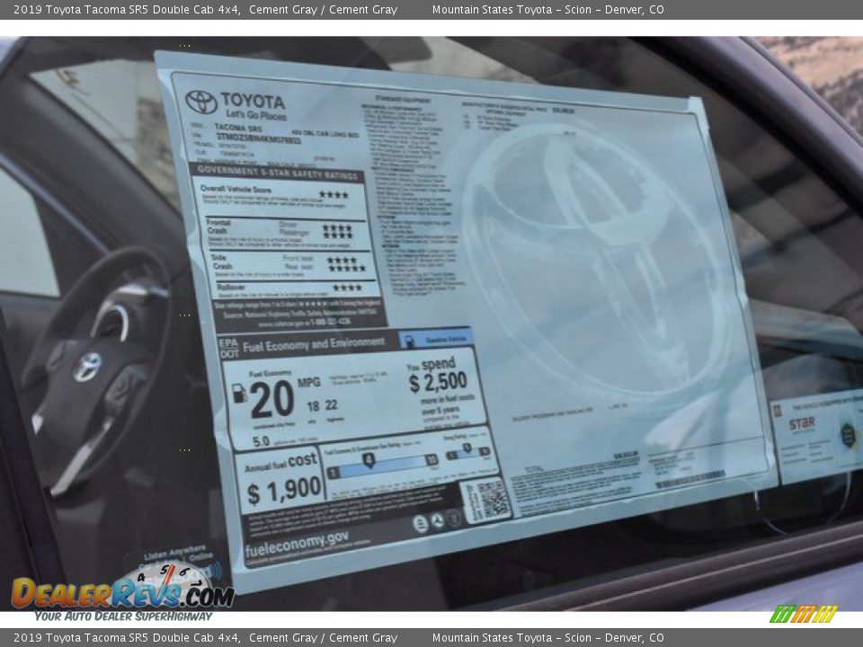 2019 Toyota Tacoma SR5 Double Cab 4x4 Cement Gray / Cement Gray Photo #10
