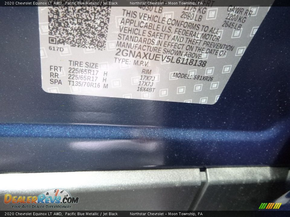 2020 Chevrolet Equinox LT AWD Pacific Blue Metallic / Jet Black Photo #13
