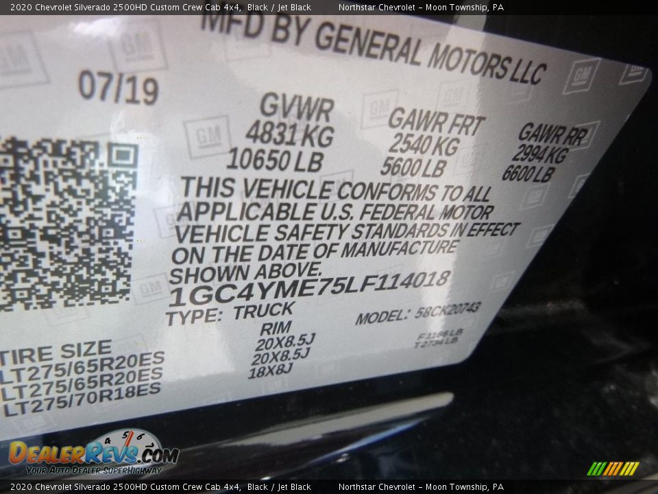 2020 Chevrolet Silverado 2500HD Custom Crew Cab 4x4 Black / Jet Black Photo #17