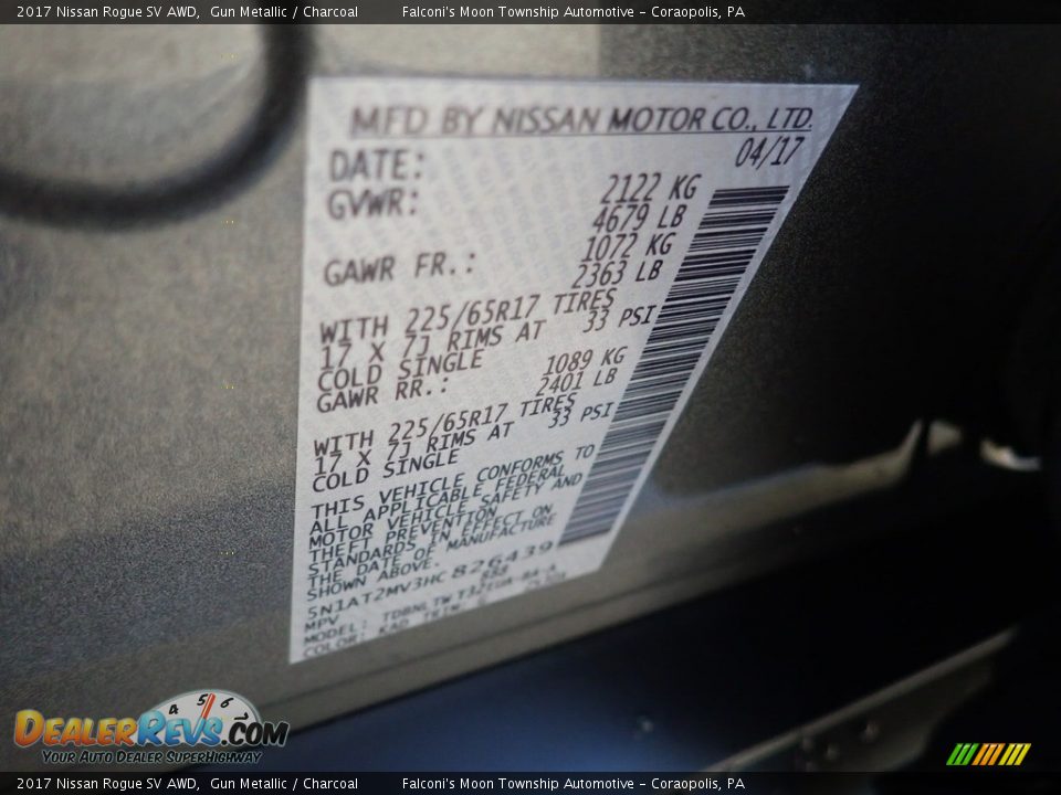 2017 Nissan Rogue SV AWD Gun Metallic / Charcoal Photo #23