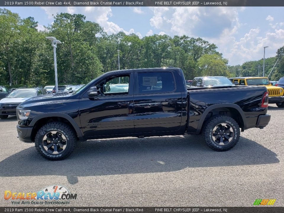 2019 Ram 1500 Rebel Crew Cab 4x4 Diamond Black Crystal Pearl / Black/Red Photo #3