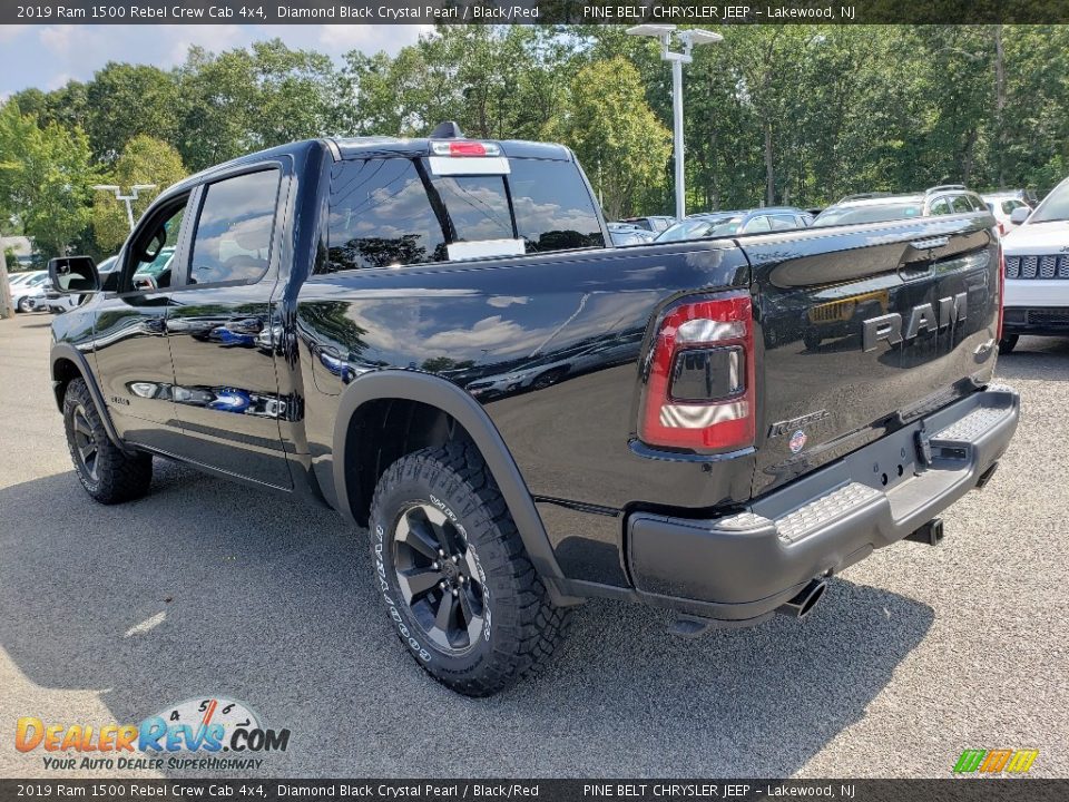 2019 Ram 1500 Rebel Crew Cab 4x4 Diamond Black Crystal Pearl / Black/Red Photo #4