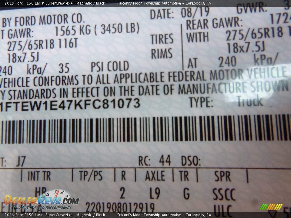 2019 Ford F150 Lariat SuperCrew 4x4 Magnetic / Black Photo #12