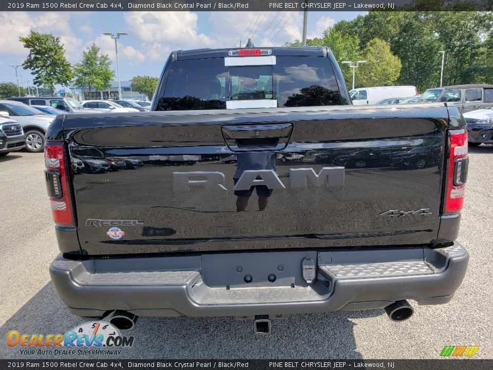 2019 Ram 1500 Rebel Crew Cab 4x4 Diamond Black Crystal Pearl / Black/Red Photo #5