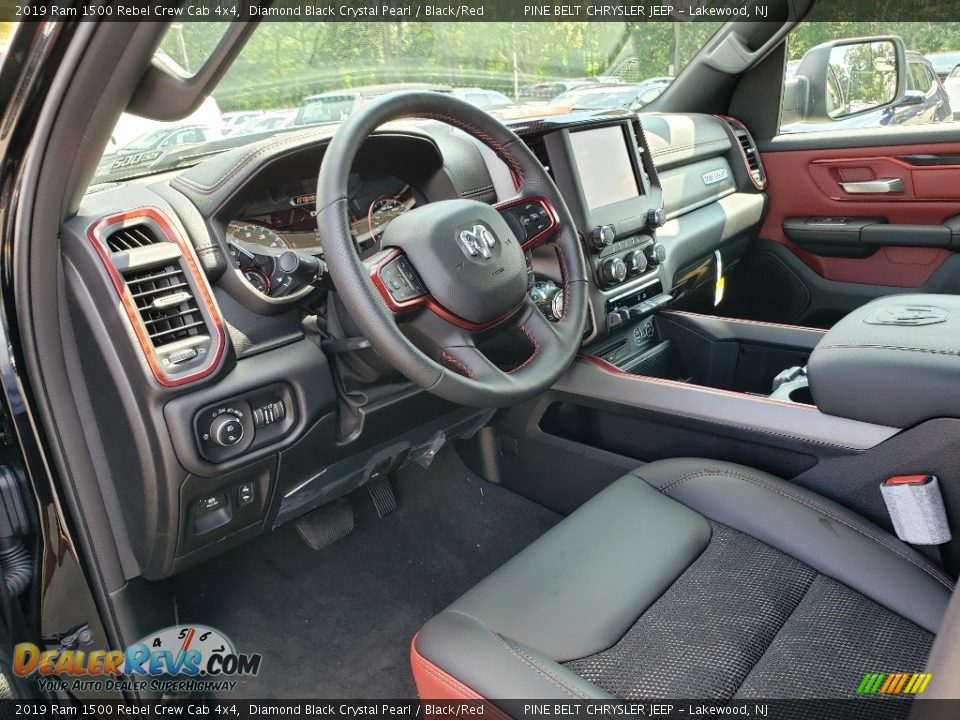 2019 Ram 1500 Rebel Crew Cab 4x4 Diamond Black Crystal Pearl / Black/Red Photo #7