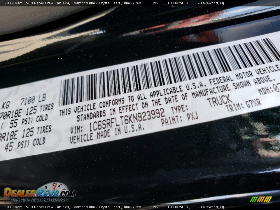 2019 Ram 1500 Rebel Crew Cab 4x4 Diamond Black Crystal Pearl / Black/Red Photo #9
