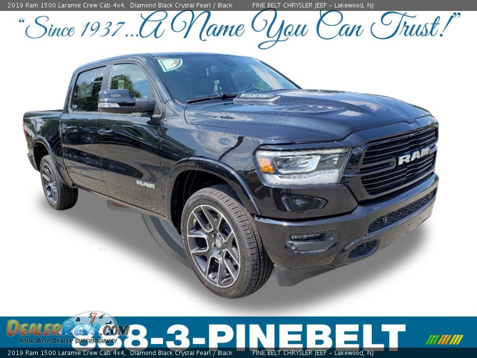 2019 Ram 1500 Laramie Crew Cab 4x4 Diamond Black Crystal Pearl / Black Photo #1