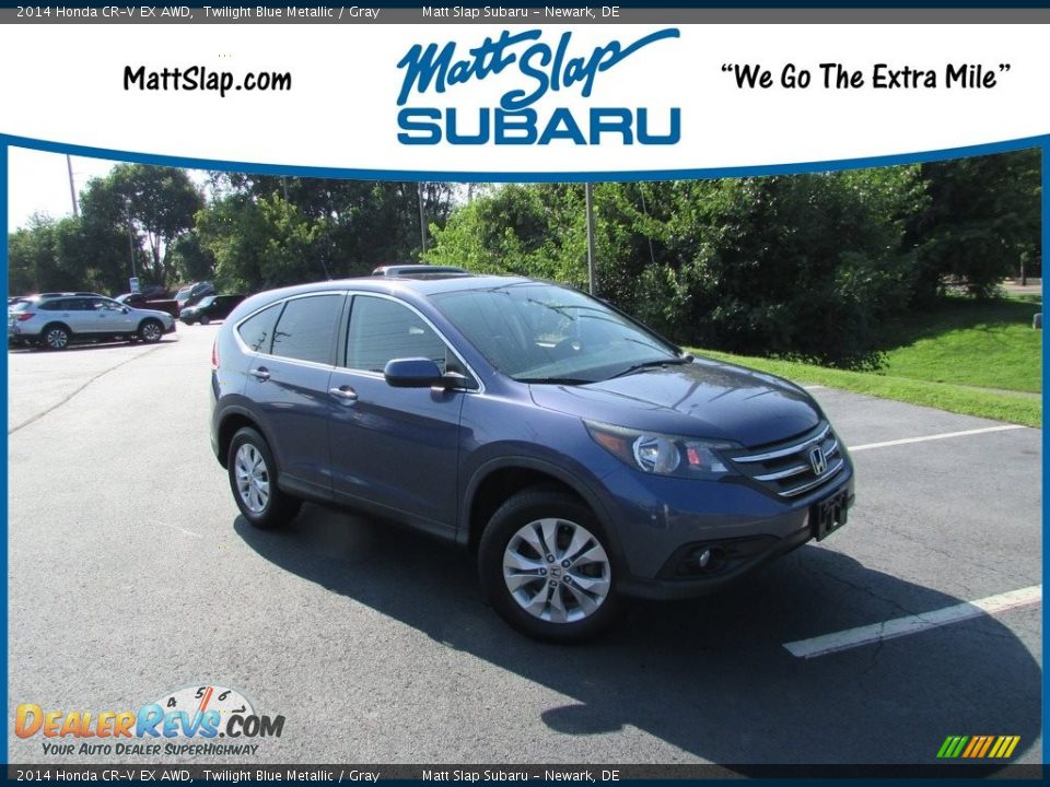 2014 Honda CR-V EX AWD Twilight Blue Metallic / Gray Photo #1