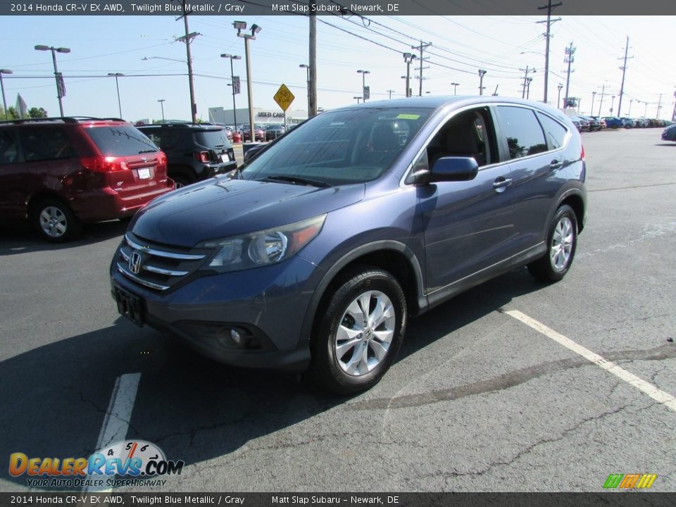 2014 Honda CR-V EX AWD Twilight Blue Metallic / Gray Photo #2