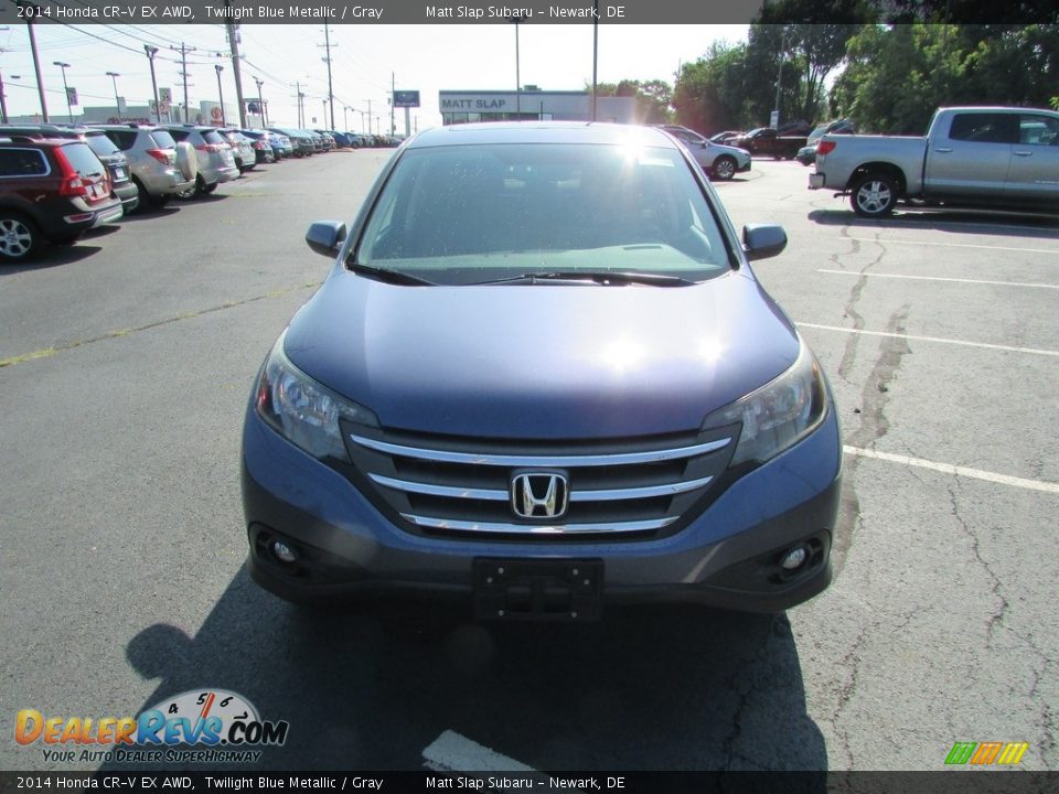 2014 Honda CR-V EX AWD Twilight Blue Metallic / Gray Photo #3