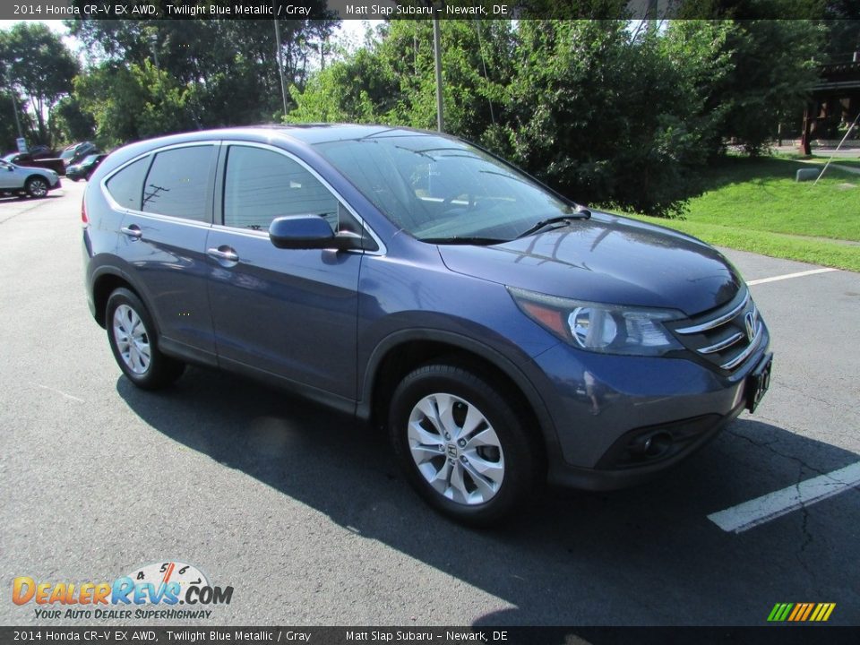 2014 Honda CR-V EX AWD Twilight Blue Metallic / Gray Photo #4