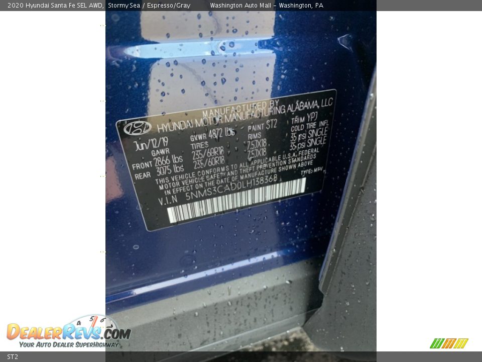 Hyundai Color Code ST2 Stormy Sea