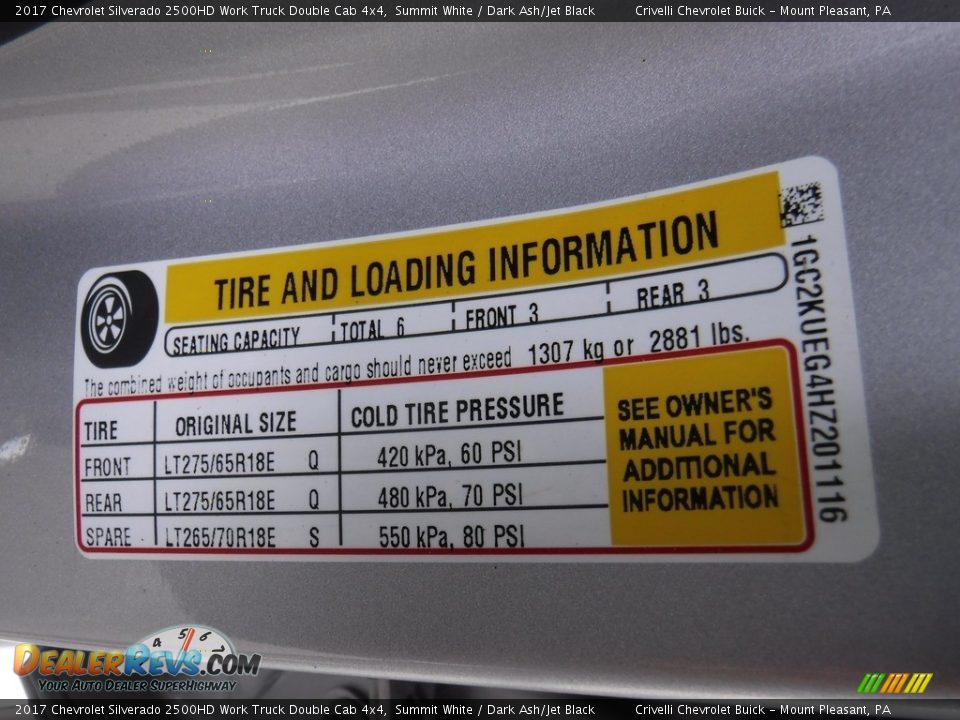 2017 Chevrolet Silverado 2500HD Work Truck Double Cab 4x4 Summit White / Dark Ash/Jet Black Photo #28