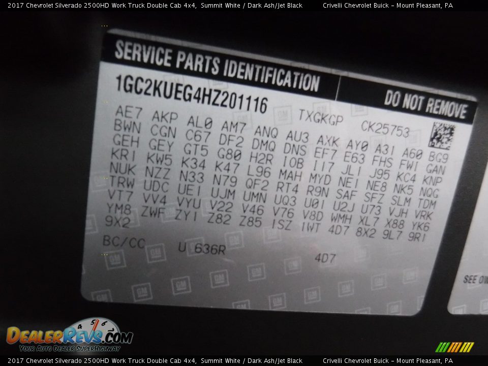 2017 Chevrolet Silverado 2500HD Work Truck Double Cab 4x4 Summit White / Dark Ash/Jet Black Photo #30