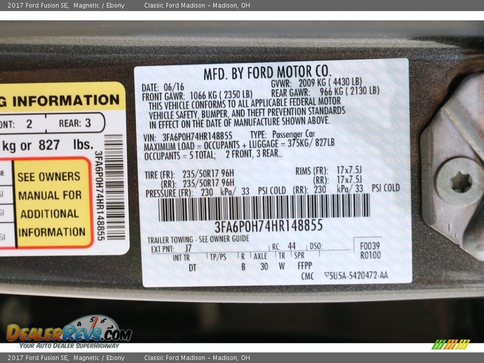 2017 Ford Fusion SE Magnetic / Ebony Photo #19