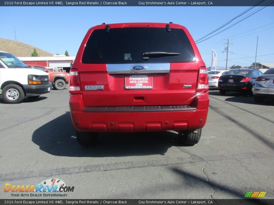 2010 Ford Escape Limited V6 4WD Sangria Red Metallic / Charcoal Black Photo #5
