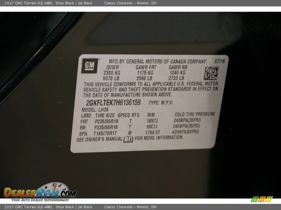 2017 GMC Terrain SLE AWD Onyx Black / Jet Black Photo #18