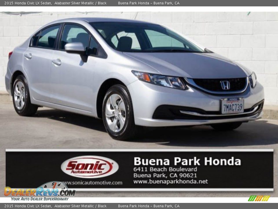 2015 Honda Civic LX Sedan Alabaster Silver Metallic / Black Photo #1
