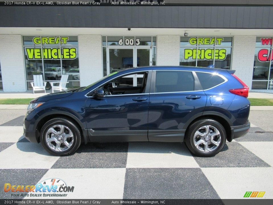 2017 Honda CR-V EX-L AWD Obsidian Blue Pearl / Gray Photo #1