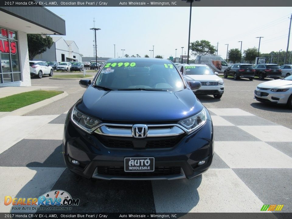 2017 Honda CR-V EX-L AWD Obsidian Blue Pearl / Gray Photo #2
