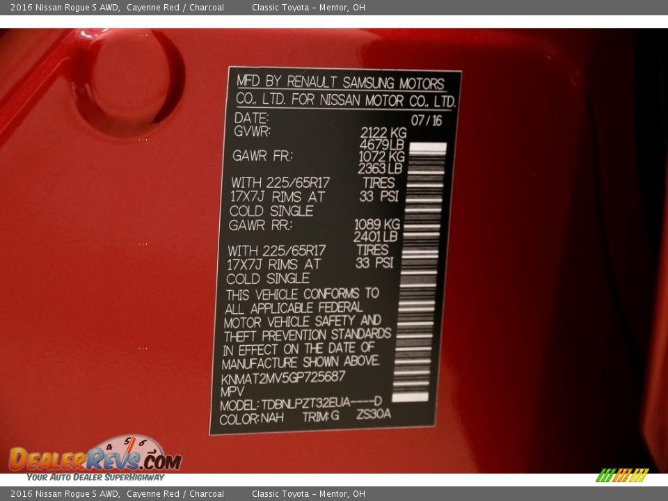 2016 Nissan Rogue S AWD Cayenne Red / Charcoal Photo #19