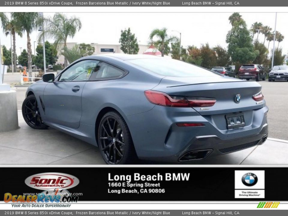 2019 BMW 8 Series 850i xDrive Coupe Frozen Barcelona Blue Metallic / Ivory White/Night Blue Photo #2