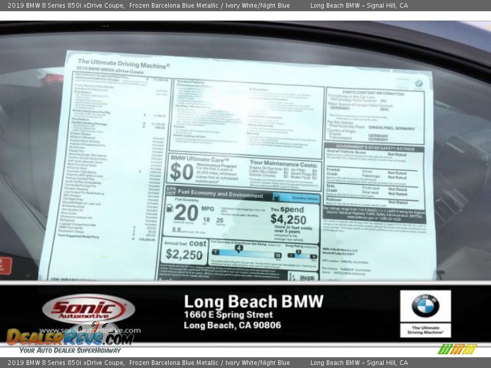 2019 BMW 8 Series 850i xDrive Coupe Window Sticker Photo #10