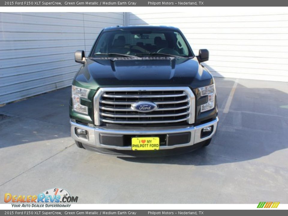 2015 Ford F150 XLT SuperCrew Green Gem Metallic / Medium Earth Gray Photo #3
