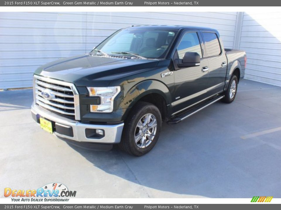 2015 Ford F150 XLT SuperCrew Green Gem Metallic / Medium Earth Gray Photo #4