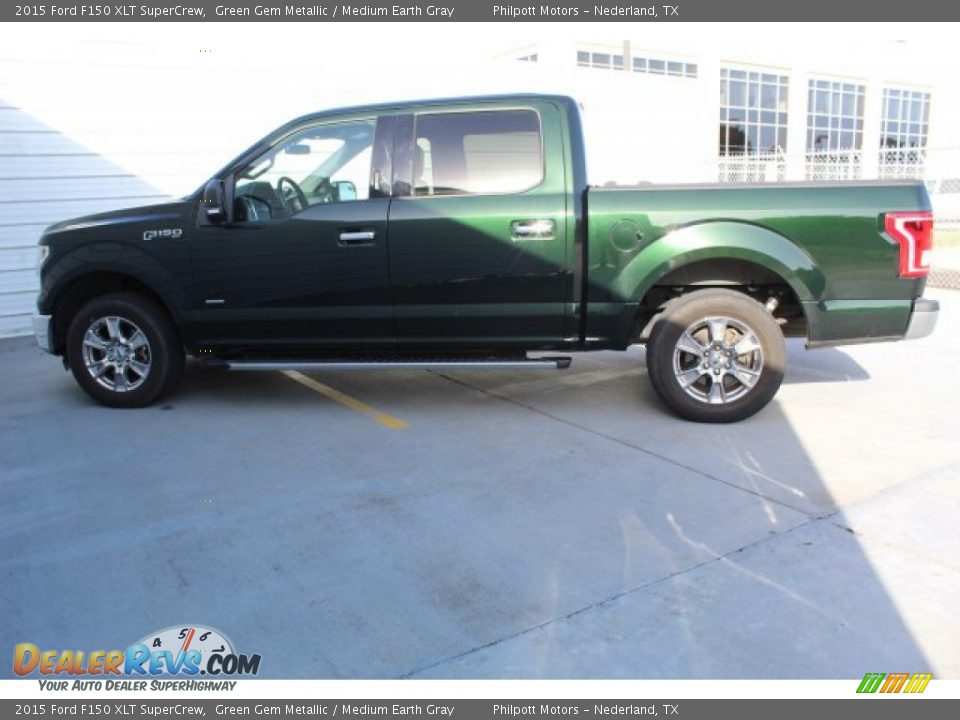 2015 Ford F150 XLT SuperCrew Green Gem Metallic / Medium Earth Gray Photo #10