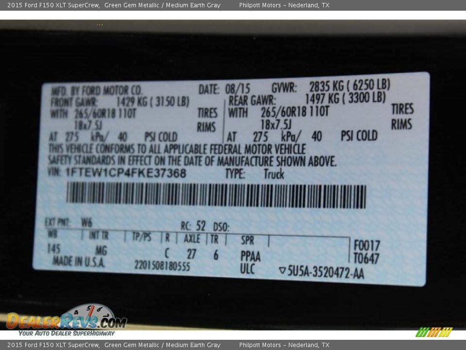 2015 Ford F150 XLT SuperCrew Green Gem Metallic / Medium Earth Gray Photo #30