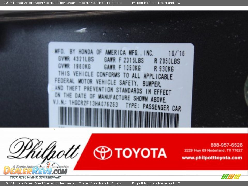 2017 Honda Accord Sport Special Edition Sedan Modern Steel Metallic / Black Photo #2