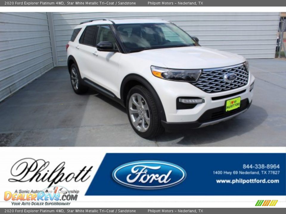 2020 Ford Explorer Platinum 4WD Star White Metallic Tri-Coat / Sandstone Photo #1