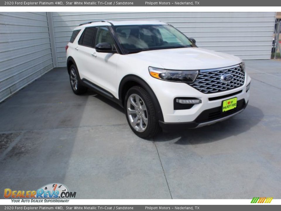 2020 Ford Explorer Platinum 4WD Star White Metallic Tri-Coat / Sandstone Photo #2